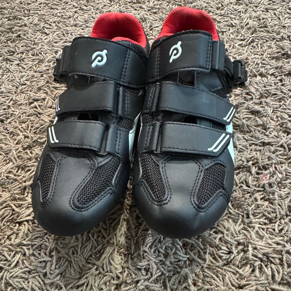Peloton Black and Red Sneakers with Velcro Straps